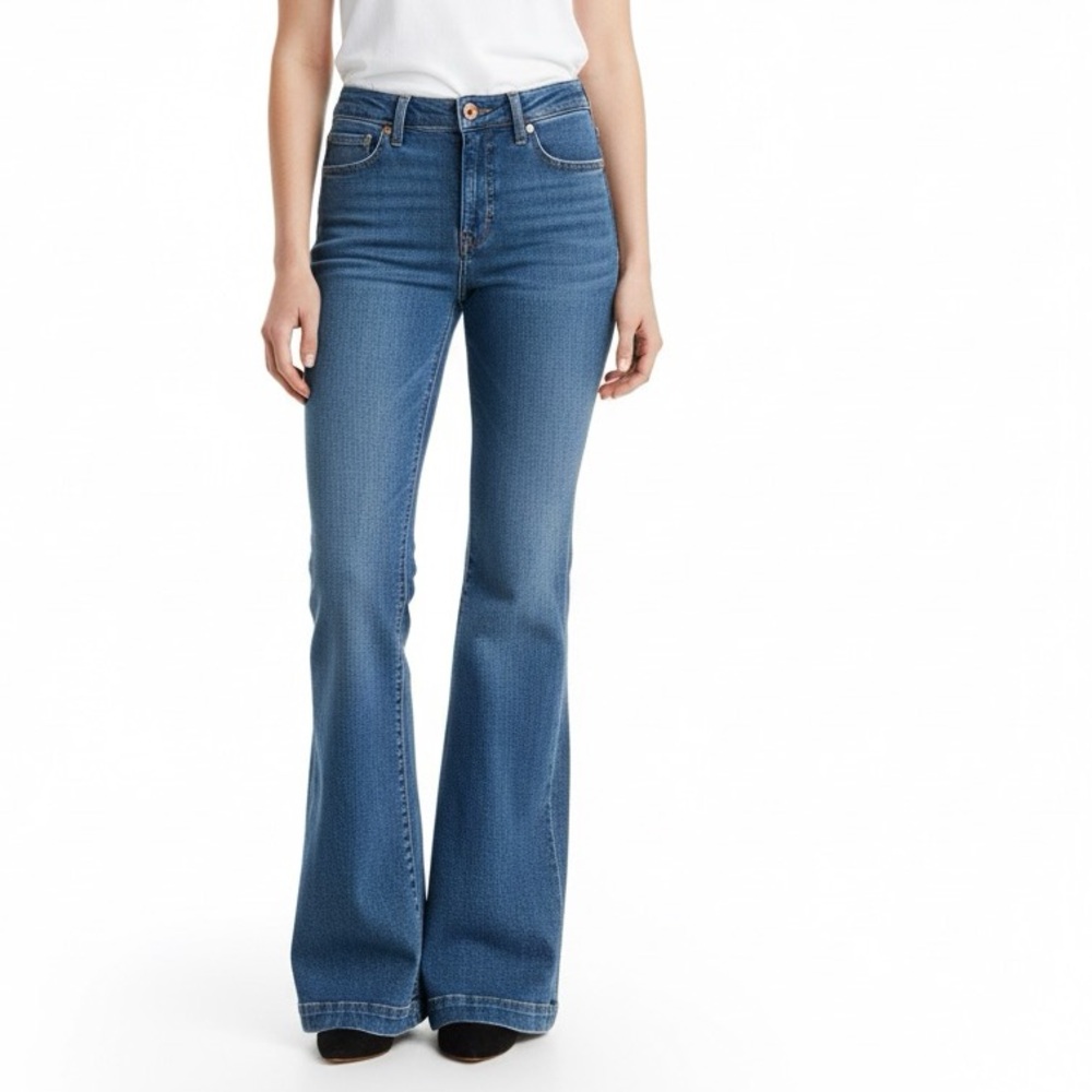 WRANGLER Retro Denim Premium High Rise Trumpet Flare Jeans Waist 27